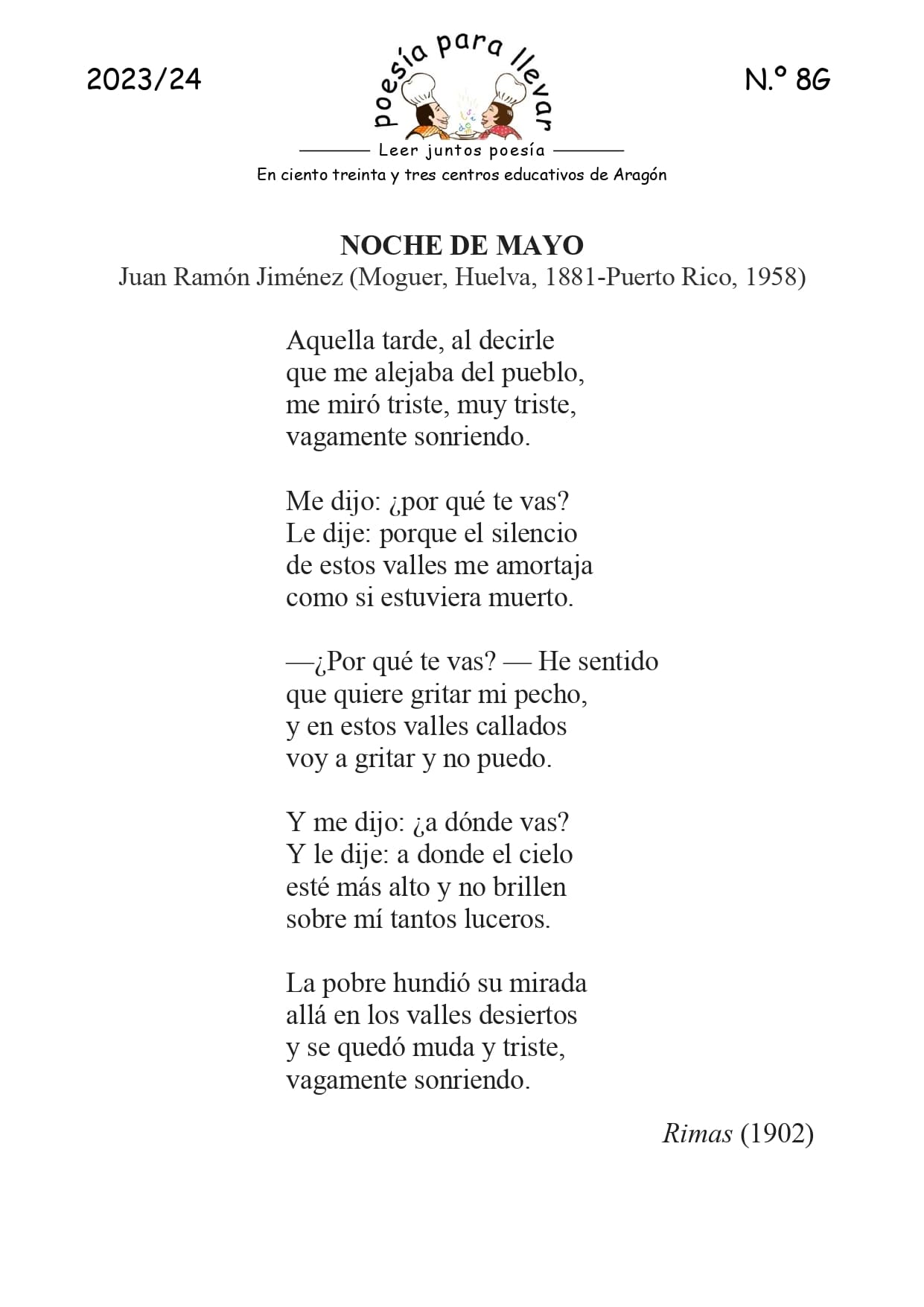 N.º 8G «Noche de mayo» de Juan Ramón Jiménez – Poesía para llevar