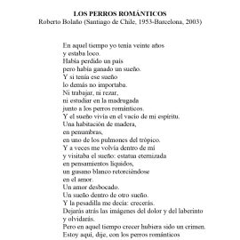N.º 9E «Los perros románticos» de Roberto Bolaño