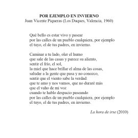 N.º 17A «Por ejemplo en invierno» de Juan Vicente Piqueras