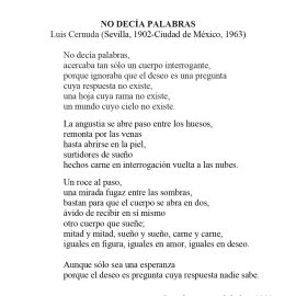 N.º 19A «No decía palabras» de Luis Cernuda