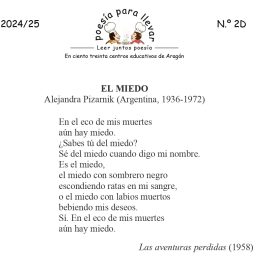 N.º 2D «El miedo» de Alejandra Pizarnik