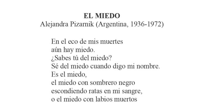 N.º 2D «El miedo» de Alejandra Pizarnik