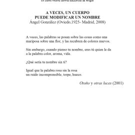 N.º 3D «A veces un cuerpo puede modificar un nombre» de Ángel González