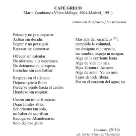 N.º 3F «Café Greco» de María Zambrano