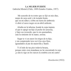 N.º 2B «La mujer fuerte» de Gabriela Mistral