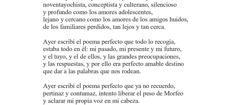 N.º 4G «El poema perfecto» de Pablo Lorente Muñoz
